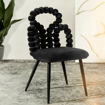 Krzesło z bąbelkowym oparciem BUBBLE BEAM welurowe czarne z czarnymi nogami 56,5x52x87 cm HOMLA - Homla