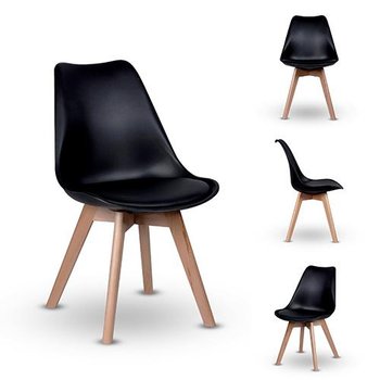 Krzesło z miękką poduszką bukowe nogi MILANO GRANDE CZARNE - Nuforma
