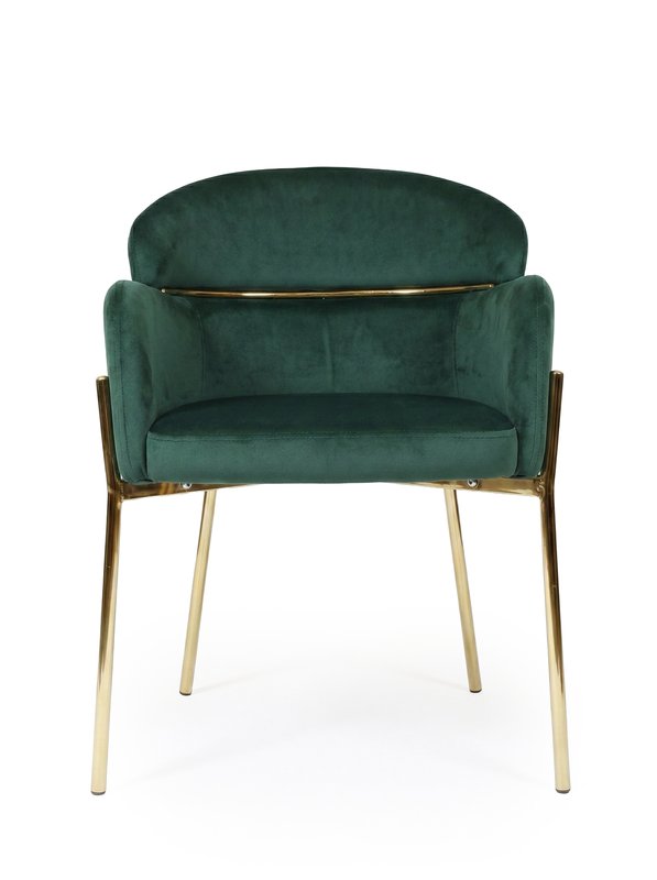AROPOS MEBLE Aropos Meble Krzesło Z Podłokietnikami Glamour Ze Złotym Łącznikiem Lungo Velvet Zielone Na Złotym Stelażu