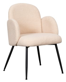 Krzesło z podłokietnikami Smitor w tkaninie boucle beżowe - Selsey