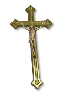 Krzyż Gala 30cm z pasyjką 10cm - odlew mosiężny front i boki żółte - ARTVIC