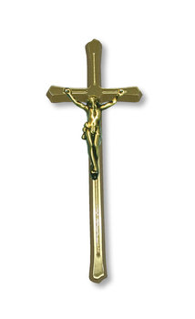 Krzyż maltański 20cm z pasyjką 7cm - odlew mosiężny front i boki żółte - ARTVIC