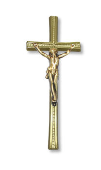 Krzyż ozdobny z rowkiem 50cm z pasyjką 15cm - odlew mosiężny - ARTVIC
