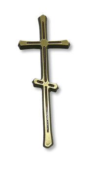 Krzyż prawosławny maltański 25cm - odlew mosiężny front żółty boki czarne - ARTVIC