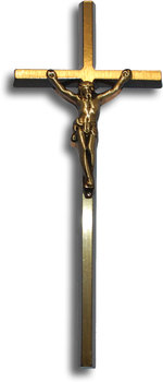Krzyż prosty 45cm z pasyjką 12cm - odlew mosiężny front żółty boki czarne - ARTVIC