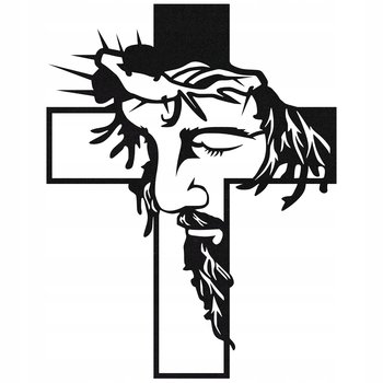 Krzyż Sciane Ażurowy Jezus Twarz Czarny Welur 25Cm - Techrebal