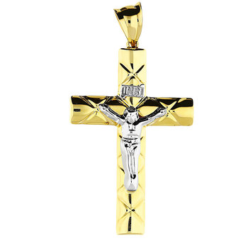 Krzyżyk złoty wizerunek romby ramiona kwadratowe GS P-YB-PXB180343 próba 375 - Sezam