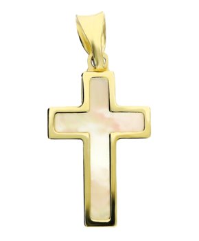Krzyżyk złoty z masą perłową OS 129-LP11 próba 585 - Sezam