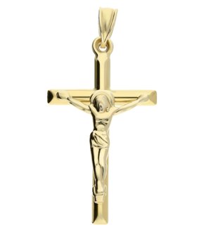 Krzyżyk złoty z wizerunkiem AR XXSTP10434 próba 585 - Sezam