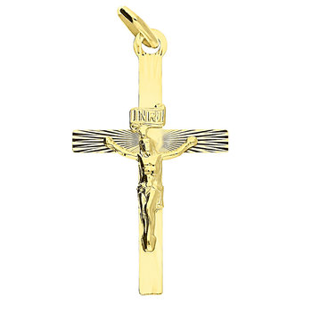 Krzyżyk złoty z wizerunkiem grawerowane kwadratowe ramiona CB C-527 próba 585 - Sezam