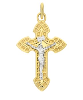 Krzyżyk  złoty z wizerunkiem Pana Jezusa nr CB C-598 próba 585 - Sezam
