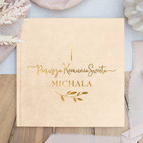 KSIĘGA ALBUM welurowa okładka ze złoconym napisem Komunia Święta