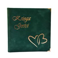 Księga gości okładka z weluru w kolorze butelkowej zieleni, 25x25, 60 stron