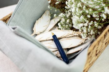 Księga Gości Our nest - Piórka, 20 szt., 3,5 x 12 cm