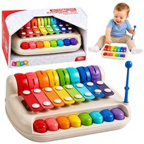 Ksylofon Dziecięcy Pianinko Kolorowe Instrument Muzyczny 2W1 Pałeczka Lean Toys
