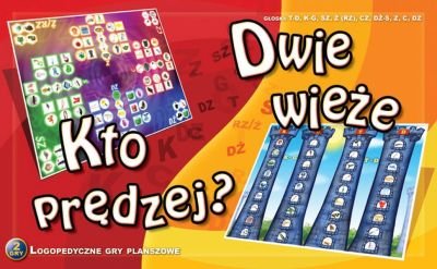 Kto prędzej? Dwie wieże, gra edukcyjna, Komlogo, gra planszowa