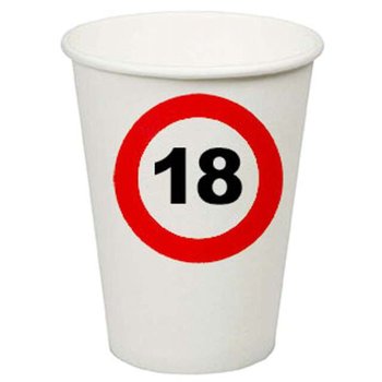 Kubeczki papierowe, 18 Traffic Birthday, 200 ml, 8 sztuk - Funny Fashion