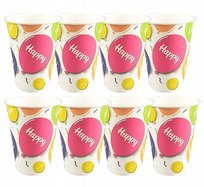 Kubeczki papierowe jednorazowe na urodziny kolorowe balony 8 szt