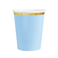 Kubeczki papierowe niebieskie ze złotym brzegiem Classic Gold, 6 szt.