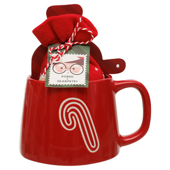 Kubek 1, Santa's Factory, Ze Skarpetkami, Czerwony, 400 ml - Empik