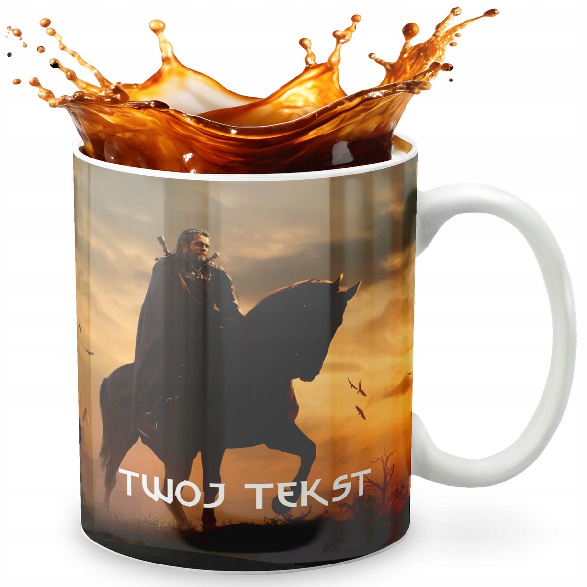 KUBEK 330ml GRAFIKA PREZENT ŚWIĘTA WZÓR - GRA SERIAL WIEDŹMIN + IMIĘ ...