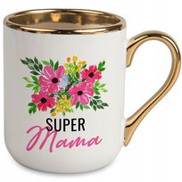 KUBEK BIAŁY ELEGANT DLA MAMY IDEALNY PREZENT NA DZIEŃ MATKI SUPER MAMA WZ