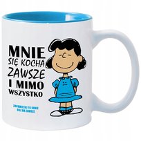 KUBEK BIAŁY WNĘTRZE BLĘKITNE ZOŁZA CYTATY WZORY