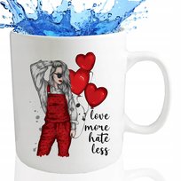 Kubek BIG XXL BIAŁY Na Prezent Kobiece Girl LOVE MORE HATE LESS Wzory