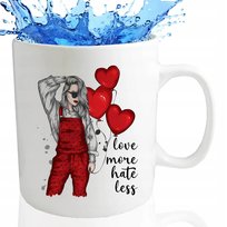 Kubek BIG XXL BIAŁY Na Prezent Kobiece Girl LOVE MORE HATE LESS Wzory