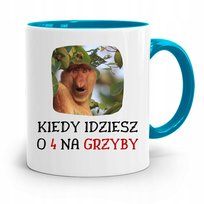 KUBEK BŁĘKITNY NOSACZ JANUSZ O 4 NA GRZYBY z Nadrukiem ze Zdjęciem
