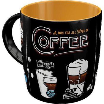 Kubek ceramiczny 43062 All Types of Coffee Nostalgic-Art Merchandising, czarny - Nostalgic-Art Merchandising Gmb