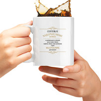 Kubek ceramiczny Certyfikat najlepszej mamy - Dzień Matki 330 ml, Koszulkowy