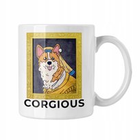 Kubek ceramiczny, Corgi i Sztuka, Smeszny Mem, 330 ml, Zebra, biały