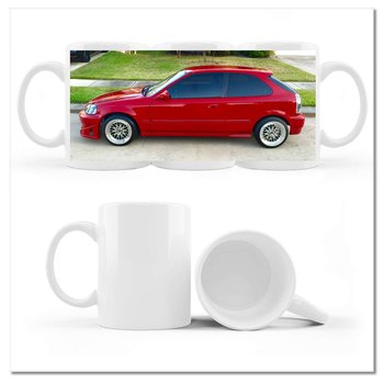 Kubek ceramiczny, Czerwona Honda Civic, 330 ml, ZeSmakiem, biały - ZeSmakiem