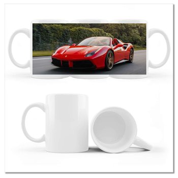 Kubek ceramiczny, Czerwone Ferrari, 330 ml, ZeSmakiem, biały - ZeSmakiem