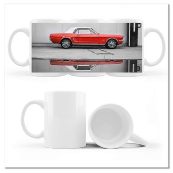 Kubek ceramiczny, Czerwony Ford Mustang USA, 330 ml, ZeSmakiem, biały - ZeSmakiem