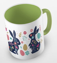 Kubek ceramiczny happy easter, króliczki wielkanocne, zajączki, Wielkanoc, Fotobloki&Decor, zielony jasny