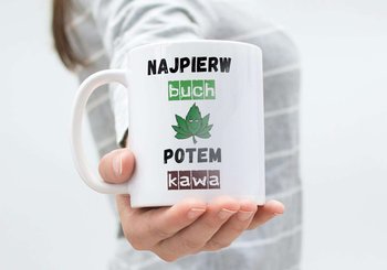 Kubek ceramiczny, KS25 - Najpierw buch potem kawa, No name, biały - No name