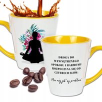 Kubek ceramiczny Latte Mały Jestem Oazą Spokoju Wzorów, żółty