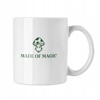 Kubek ceramiczny, Minimalistyczny nadruk Grzyby, 330 ml, Zebra, biały