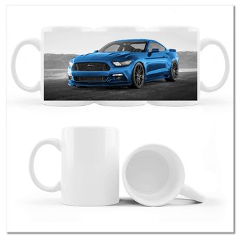 Kubek ceramiczny, Niebieski Ford Mustang, 330 ml, ZeSmakiem, biały - ZeSmakiem
