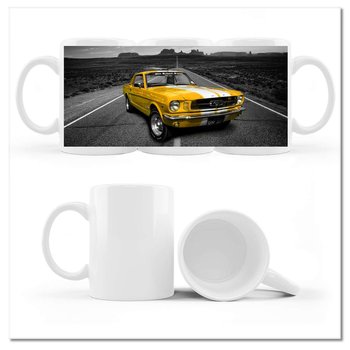 Kubek ceramiczny, Oldtimer Ford Mustang, 330 ml, ZeSmakiem, biały - ZeSmakiem