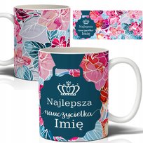 Kubek ceramiczny Prezent Dla Najlepszej Nauczycielki IMIĘ Wz, 330 ml, StyleCouture