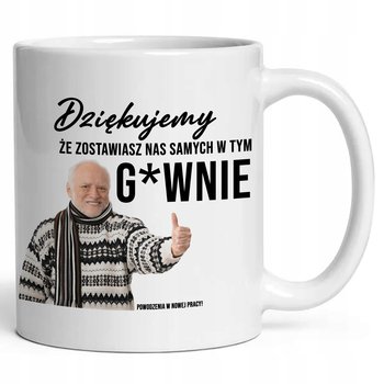 Kubek ceramiczny ŚMIESZNY PREZENT NA POŻEGNANIE DLA KOLEGI Z PRACY BIURO KORPO WZORY, 330ml - StyleCouture