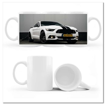 Kubek ceramiczny, Sportowy Ford Mustang, 330 ml, ZeSmakiem, biały - ZeSmakiem