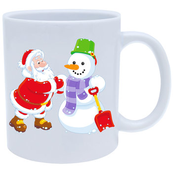 Kubek ceramiczny świąteczny PREZENT MIKOŁAJ 330 ml J&W biały  - J&W