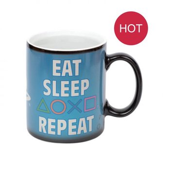 Kubek ceramiczny termoaktywny GBEYE, Playstation Eat Sleep Repeat, 300 ml MaxiProfi niebieski - GBeye