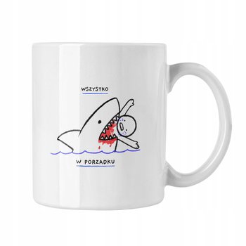 Kubek ceramiczny Wszyskko W Porządku Zabawny Gadżet Mem Rekin, 330ml, Zebra - Zebra