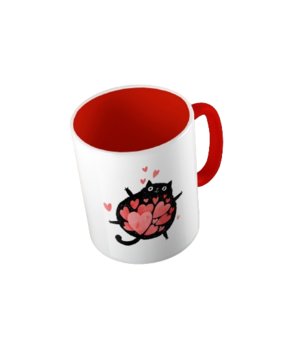 Kubek ceramiczny z grafiką cat full of love, prezent walentynki, Fotobloki&Decor, czerwony - Fotobloki & Decor