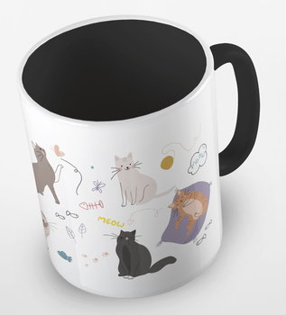 Kubek ceramiczny z grafiką cats,  koty, kotki, różne kolory, 330 ml, Fotobloki&Decor - Fotobloki&decor